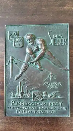 Lauchhammer Plakette  1950 FDJ FDGB Dem Sieger der Demokratischen Sportbewegung 