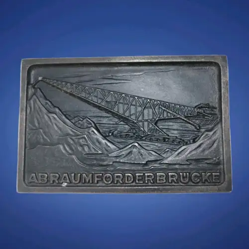 Lauchhammer Plakette Kunstguss Abraumförderbrücke 16,5 x 11 cm