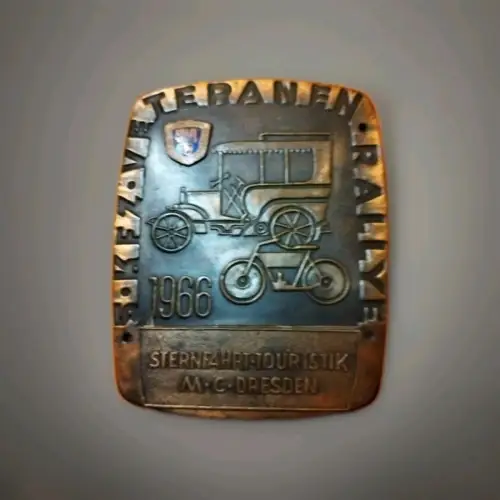 DDR Plakette ADMV 5.KFZ Veteranen Rallye Sternfahrttouristik MC Dresden 