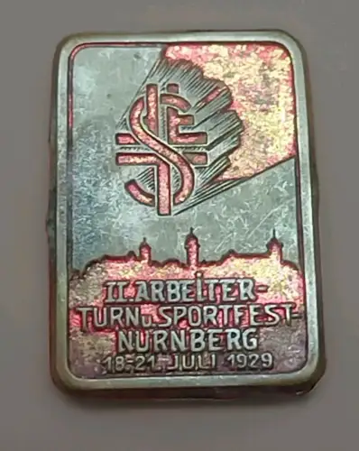 original altes Abzeichen II.  Arbeiter Turn und Sportfest Nürnberg 1929