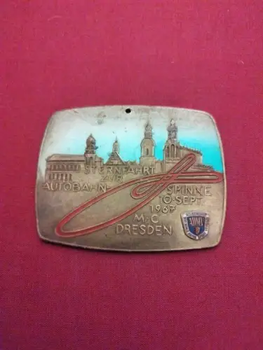 DDR Plakette Sternfahrt zur Autobahn Spinne 1967 MC Dresden 
