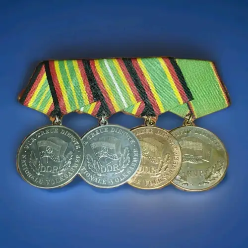 DDR NVA Medaillen 4er Ordenspange KVP 5 10 15 Jahre 2x 900er