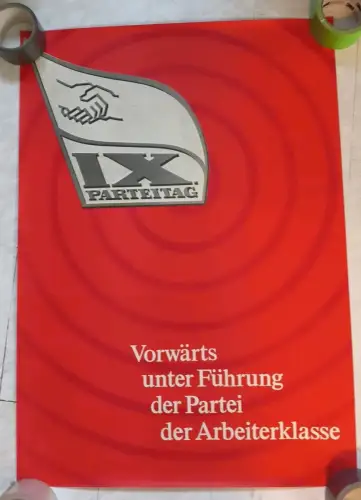 DDR Plakat 9. Parteitag ca 80x60 cm