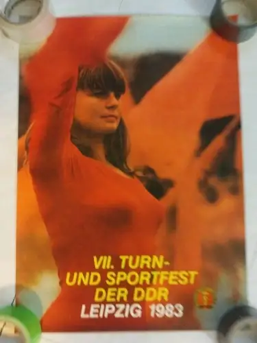DDR Plakat 7. Turn und Sportfest der DDR Leipzig 1983 ca 40x60 cm