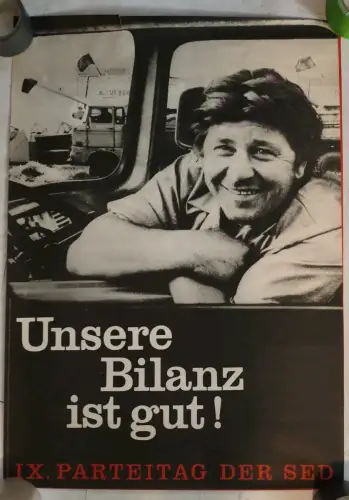 DDR Plakat 9. Parteitag ca 80x60 cm
