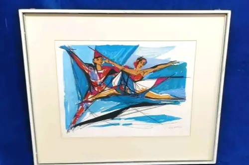 G693/ Jaques Schedler  (1927-1989) Farblithografie Ballettänzer 42x32cm/ 60x50cm