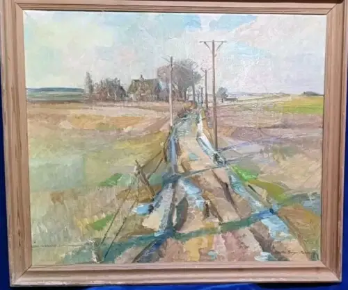 Grete Kröger Petersen Malerin Dänemark Landschaft mit Feldweg 
