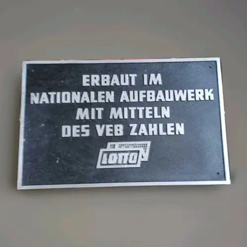 1 DDR Schild  Lotto VEB Zahlenlotto  original  Aluminium 47,5 x 33,5 cm 