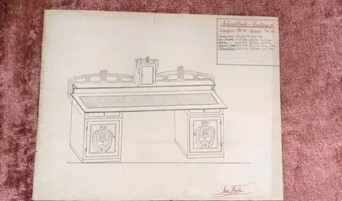 G/ Schreiner Tischler Gesellen- Meisterstück  Hand Zeichnung