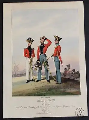 1835 Holstein Dänemark Denmark Uniformen uniforms Lithographie lithograph