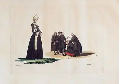1825 - Calvinisten in Zürich Schweiz Trachten Aquatinta Suisse