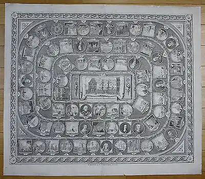 1787 Würfelspiel Spiel board game ganzenspel jeu de l'oie gioco dell'oca gravure