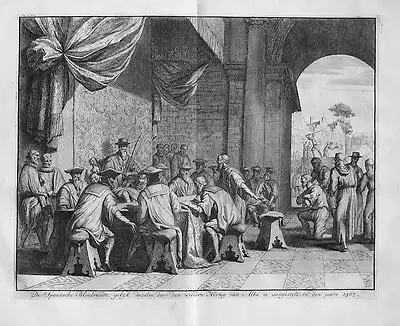 1728 - Blutrat Council of Troubles Count of Alba Kupferstich engraving