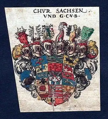 Kurfürstentum Sachsen Kursachsen Wappen Adel coat of arms Heraldik Kupferstich