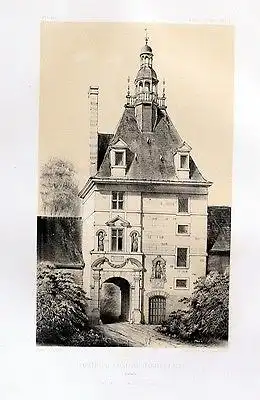 1860 - Chateau d' Outrelaise Calvados Lithographie litho lithograph