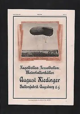 1918 Luftfahrt Flugzeug Anker Propeller Zeppelin Riedinger Augsburg Reklame