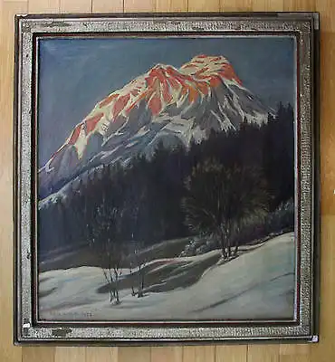 1952 Alpen Berge Berg Gemälde Ölgemälde signiert Riedel Expressionismus