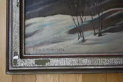1952 Alpen Berge Berg Gemälde Ölgemälde signiert Riedel Expressionismus