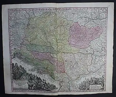 1740 Croatia Montenegro Bosnia Herzegovina Serbia map Karte Seutter engraving