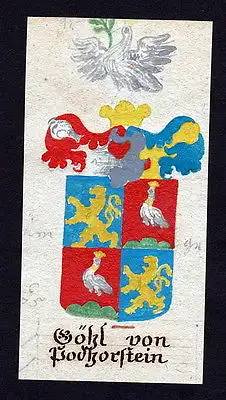 18. Jh Göhl Podhorstein Böhmen Manuskript Wappen Adel coat of arms heraldry