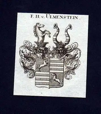 1780 Freiherr v. Ulmenstein Heraldik Kupferstich Wappen