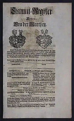 1720 - von der Marthen Utzberg Nohra Thüringen Ahnentafel Stammbaum Genealogie
