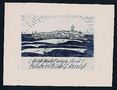 Rudolf Krauß Insel Willi Geiger Radierung Exlibris etching engraving