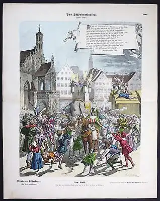 1890 Schönbartlaufen Nürnberg Fasching Karneval Umzug Münchener Bilderbogen
