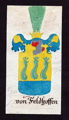18. Jh von Feldhoffen Böhmen Manuskript Wappen Adel coat of arms heraldry