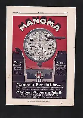 1918 Auto Automobil Bismarckhütte Berlin Manoma Benzin-Uhr poster Plakat Reklame