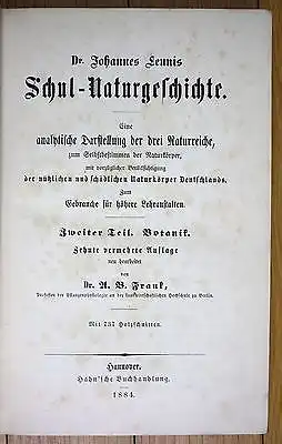 1884 Johannes Leunis Schul Naturgeschichte Schule Botanik Pflanzen Natur