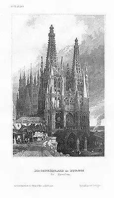 1850 - Burgos Kathedrale Dom Kastilien-Leon Spanien Espana Original Stahlstich