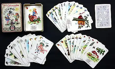 1950 Die 4 Jahreszeiten Quartett Kartenspiel Spielkarten Schmid München
