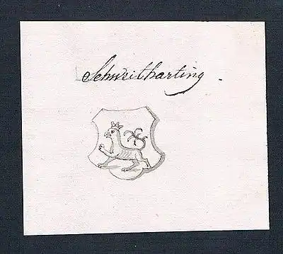 18. Jh. Schweitharting Handschrift Manuskript Wappen manuscript coat of arms