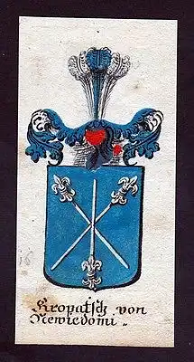 18. Jh - Kropatsch von Mewiedomi Böhmen Wappen coat of arms Manuskript