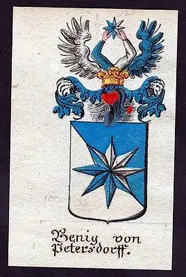 18. Jh - Benig von Petersdorf Böhmen Wappen coat of arms Manuskript