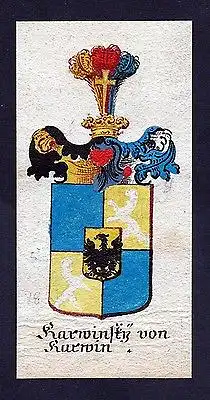 18. Jh - Karwinsky von Karwin Böhmen Wappen coat of arms Manuskript