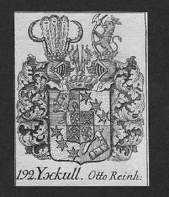 1750 - Yxkull Otto Wappen vapen coat of arms Genealogie Heraldik Kupferstich