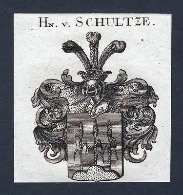 1820 Schultze Schulze Wappen Adel coat of arms Heraldik Kupferstich engraving