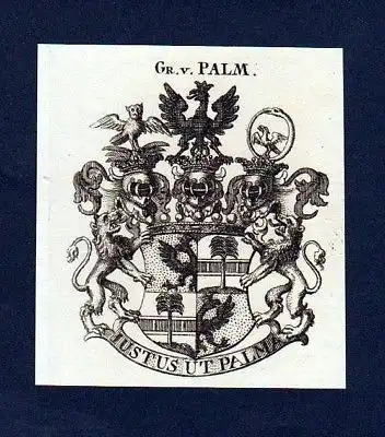 1780 - Grafen von Palm Original Kupferstich Wappen