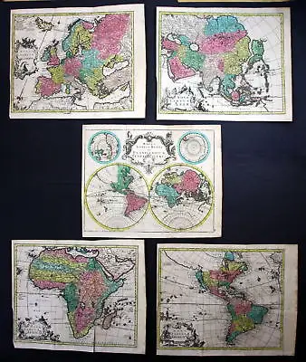 World map America Asia Europe Africa continents set of 5 maps chart Kilian 0