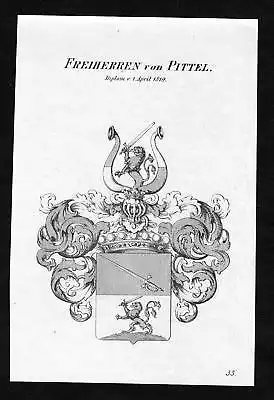 1820 - Pittel Wappen Adel coat of arms heraldry Heraldik Kupferstich
