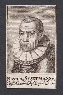 17. Jh. - Nicolaus Stadtmann / jurist Berater Brandenburg Portrait Kupferstich
