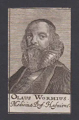 17. Jh. - Ole Worm / physician Antiquar Arzt Copenhagen  Portrait Kupferstich