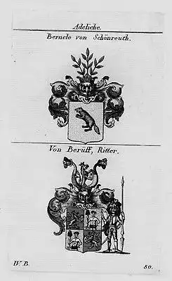 1820 - Bernclo Berüff Wappen Adel coat of arms heraldry Heraldik Kupferstich