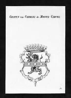 Ca. 1820 Cerrini de Monte Varchi Wappen Adel coat of arms Kupferstich ant 130880