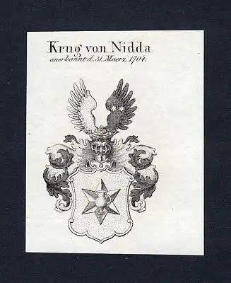 1820 Krug Nidda Wappen Adel coat of arms heraldry Heraldik Kupferstich engraving