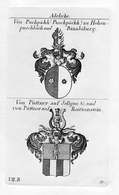 Buchbach Hohenbuchbach Binabiburg Püttner Reitzenstein Wappen Kupferstich