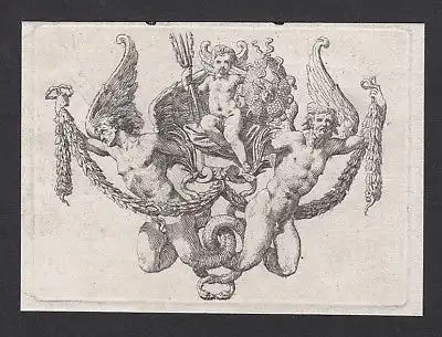 1700 Amor Pfeil Blumen Akt nude Ornament ornaments etching Kupferstich