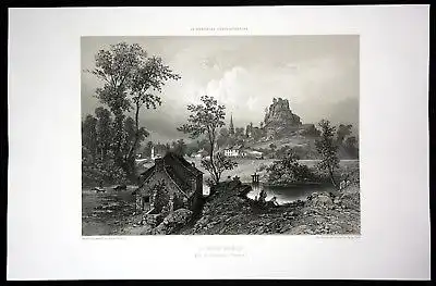 Ca. 1860 La Roche Maurice Ansicht vue Bretagne Frankreich France Lithographie